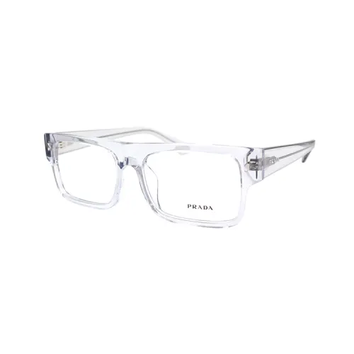 PRADA Rectangular Eyeglass Frames Men's Transparent Gray