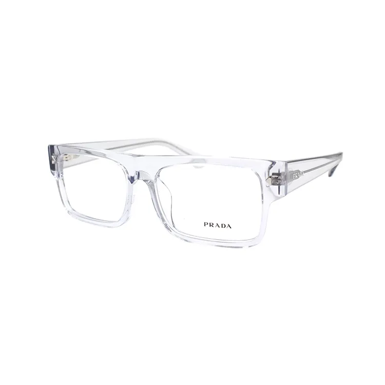 PRADA Rectangular Eyeglass Frames Men's Transparent Gray