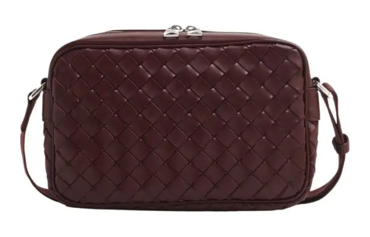 Bottega Veneta Calfskin Camera Bag, Shoulder Bag, Crossbody Bag Men's Red Brown