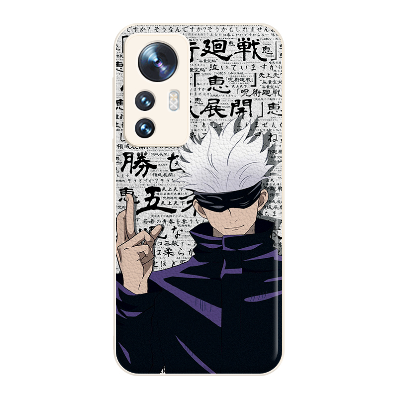 Small bones, leather material, high-end trendy brand cartoon animation, spell battle, Gojo Satoru boy skin pattern, mobile phone, suitable for Xiaomi/MI/14/13pro/12/11/10s/Redmi k70pro/k60/k50/note13 trend