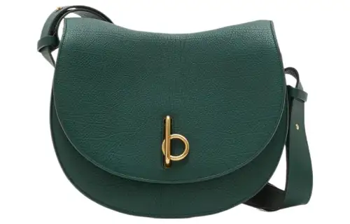 Burberry Calfskin Saddle Bag, Shoulder Bag, Handbag, Shoulder Bag Women's Vine Green
