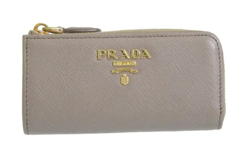 PRADA Leather Wallet Unisex Clay