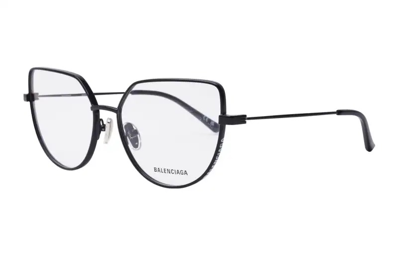 Balenciaga Metal Irregular Shape Eyeglass Frames Women's Black
