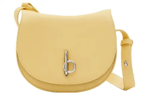 Burberry Calfskin Saddle Bag, Shoulder Bag, Handbag, Shoulder Bag Women's Yellow Narcissus