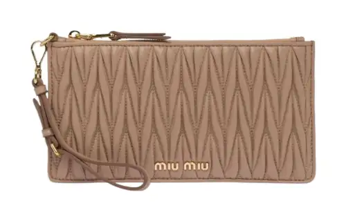 MIU MIU Leather Wallet Women's Beige