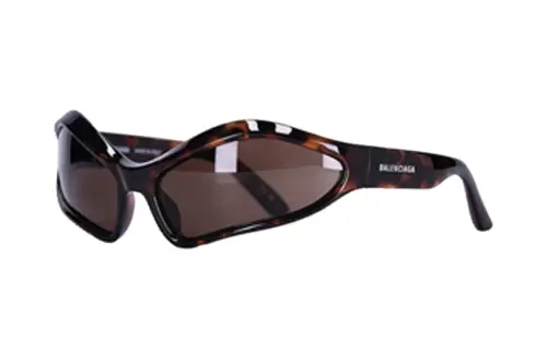 Balenciaga Nylon Irregular Shape Sunglasses Unisex Brown