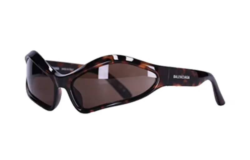 Balenciaga Nylon Irregular Shape Sunglasses Unisex Brown