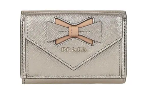 PRADA Leather Wallet Women's Silver