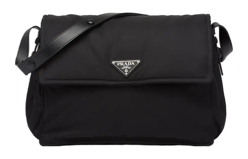 PRADA Re Nylon Re Nylon Recycled Nylon With Leather Messenger Bag, Shoulder Bag, Crossbody Bag Women's Black