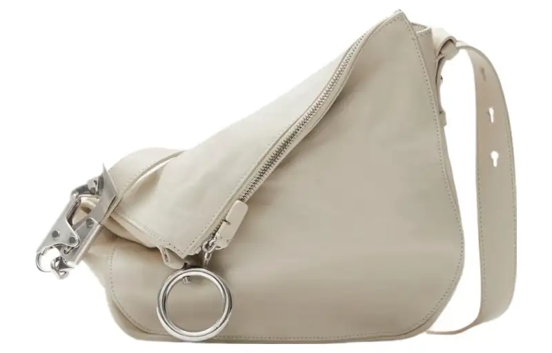 Burberry Calfskin Handbag, Shoulder Bag Women's Gray White