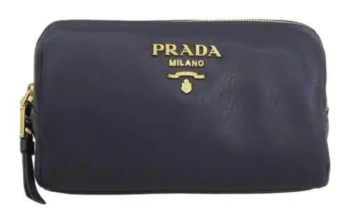 PRADA Leather Clutch Women's Marine Blue