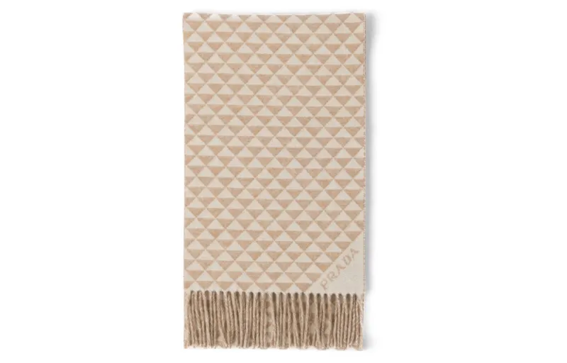 PRADA Jacquard-logo Wool-cashmere Stole