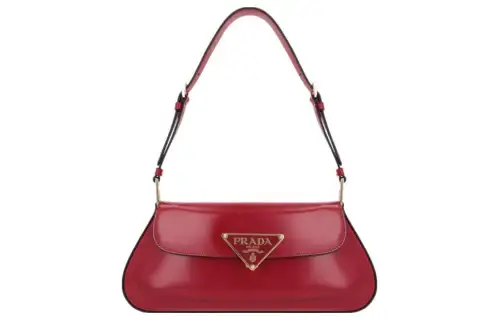 PRADA Calfskin Shoulder Bag Women's Red