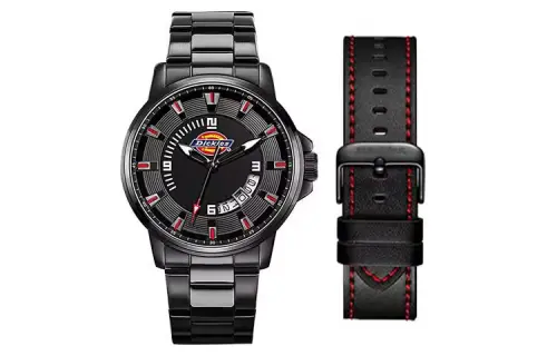 Dickies Wrist Watches Quartz Movement Stainless Steel Strap 43mm Black Dial Men's Watches