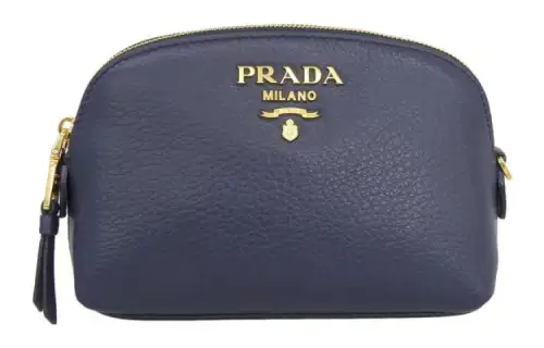 PRADA Leather Clutch Women's Marine Blue
