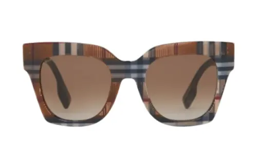 Burberry Acetate Irregular Shape Sunglasses Women's Brown