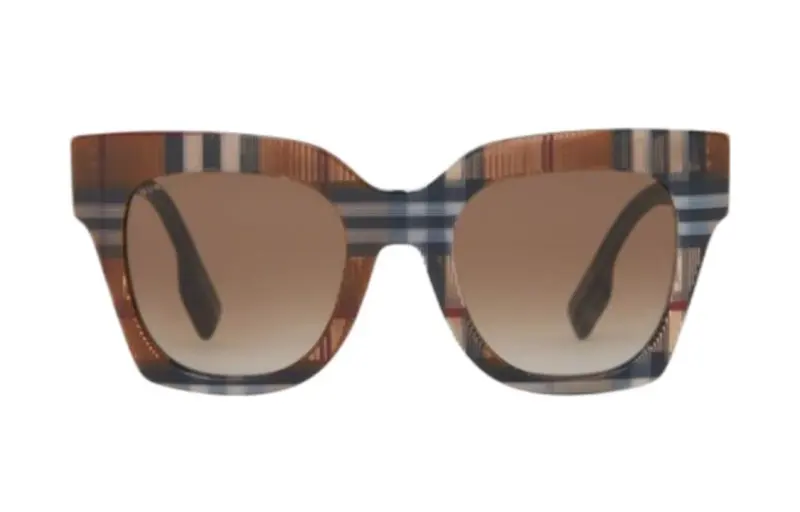 Burberry Acetate Irregular Shape Sunglasses Women's Brown