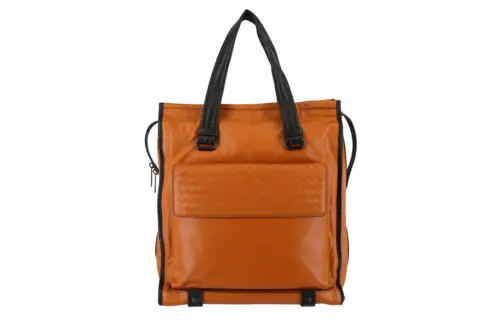 Bottega Veneta Calfskin Tote Bag, Shopping Bag, Handbag Women's Orange