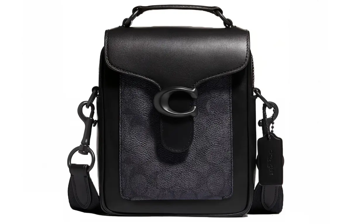 COACH Tabby Coated Canvas With Refined Calfskin Shoulder Bag, Crossbody Bag, Handbag Small Men's Black