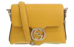 GUCCI Interlocking Leather One Shoulder Handbag Women's Yellow