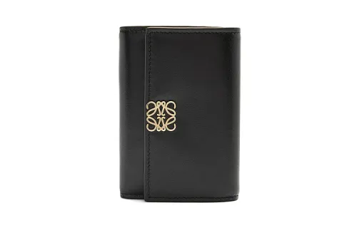 LOEWE Shiny Nappa Cow Leather With Sheepskin Wallet Small Women's Black