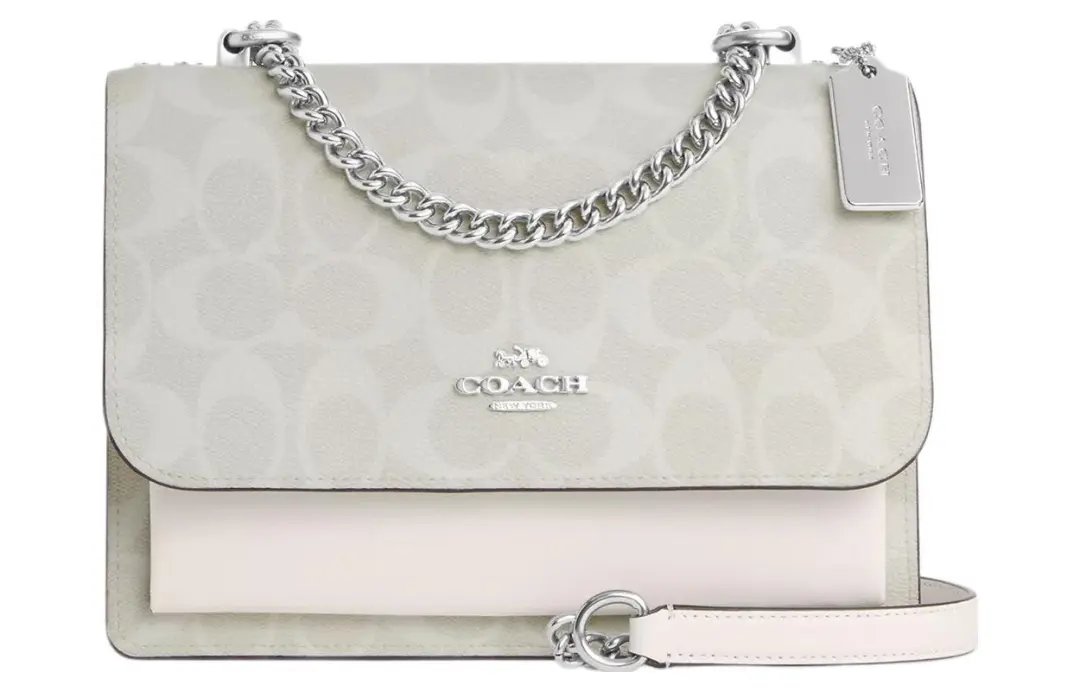COACH Klare Canvas With Leather Shoulder Bag, Crossbody Bag Small Women's Glacier White