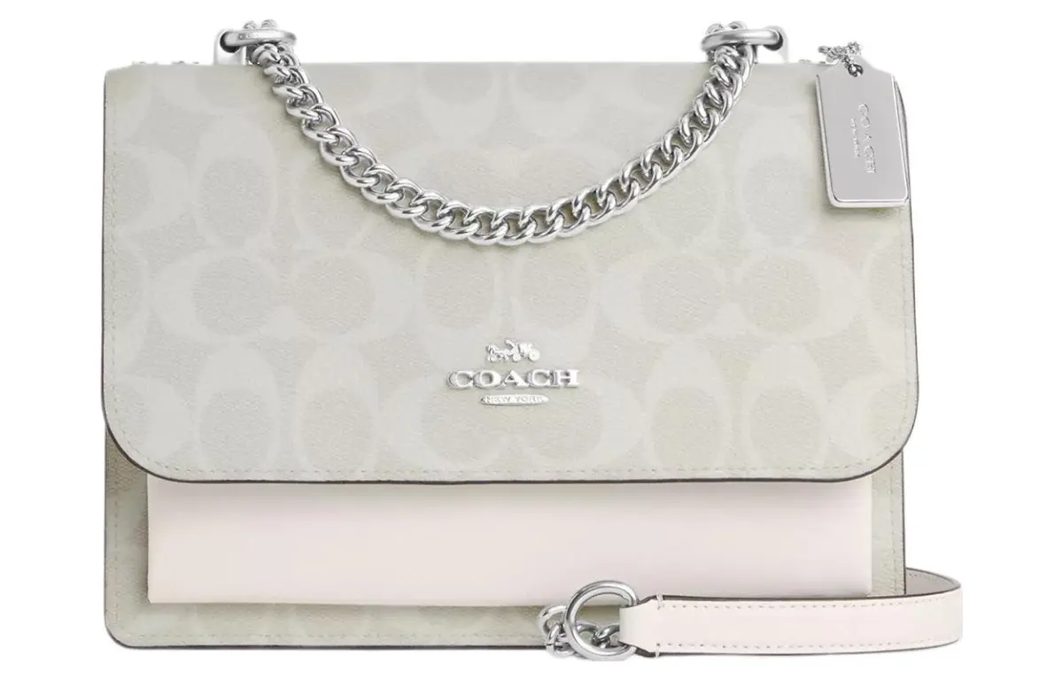 COACH Klare Canvas With Leather Shoulder Bag, Crossbody Bag Small Women's Glacier White