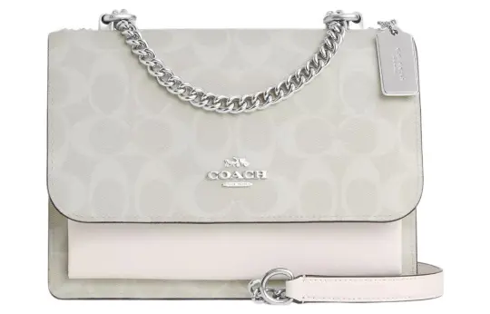 COACH Klare Canvas With Leather Shoulder Bag, Crossbody Bag Small Women's Glacier White