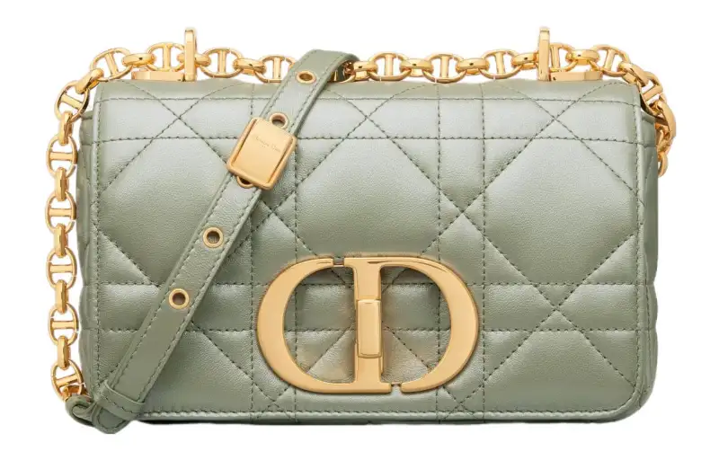 DIOR Caro Pearlescent Sheepskin Crossbody Bag, Shoulder Bag Women's Light Cactus Green