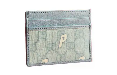 GUCCI PALACE Collaboration Canvas Card Holder Women's Blue