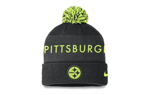 Nike NFL Cuff Pittsburgh Steelers Volt Acrylic Beanie Hat Men's Black Gray