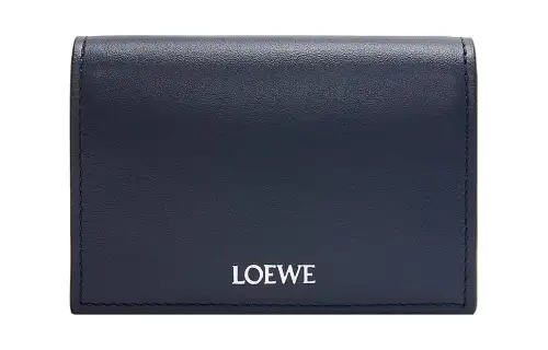 LOEWE Bright Nappa Cow Leather Card Holder Men's Dark Marine Blue & Black