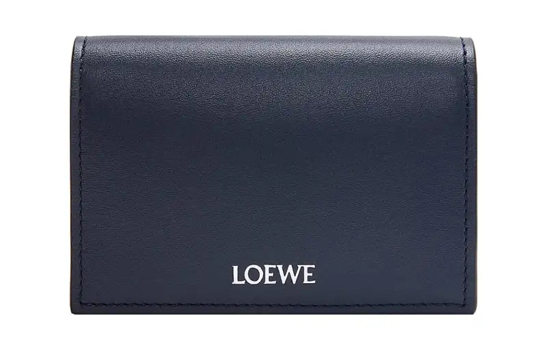 LOEWE Bright Nappa Cow Leather Card Holder Men's Dark Marine Blue & Black