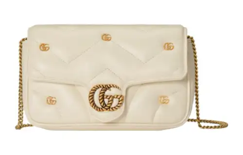 GUCCI GG Marmont Leather Shoulder Bag, Crossbody Bag Mini Women's Ivory White