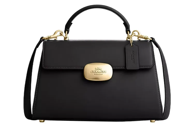 COACH Eliza Refined Calfskin Shoulder Bag, Crossbody Bag, Handbag Large Women's Black