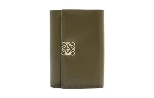 LOEWE Shiny Nappa Cow Leather Wallet Small Women's Dark Khaki Green