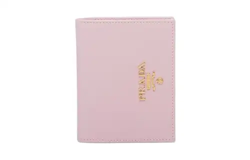 PRADA Saffiano Leather Card Holder, Wallet Small Women's Snowflake Gypsum Fibrosum Petal