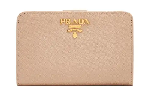 PRADA Leather Wallet Women's Beige