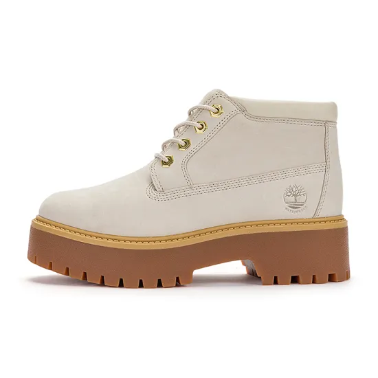 Timberland Stone Street Mid Lace Up Waterproof Boots 'White Nubuck' Women's