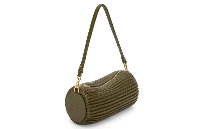 LOEWE Sheepskin Handbag, Shoulder Bag Women's Dark Khaki Green