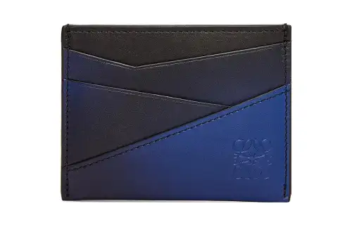 LOEWE Puzzle Silk, Cow Leather Card Holder Men's Marine Blue