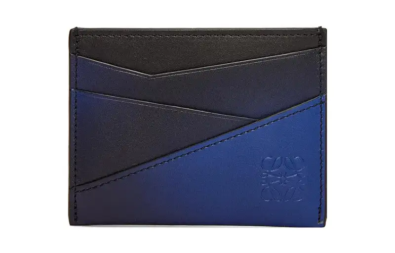 LOEWE Puzzle Silk, Cow Leather Card Holder Men's Marine Blue