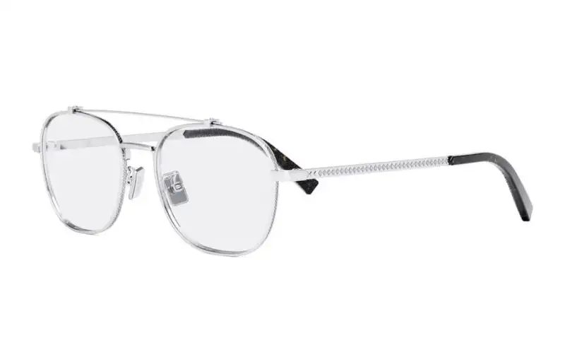 DIOR Metal Rectangular Eyeglass Frames Women's Silver