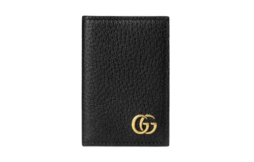 GUCCI Marmont Cow Leather Card Holder Card Holder Men's Black