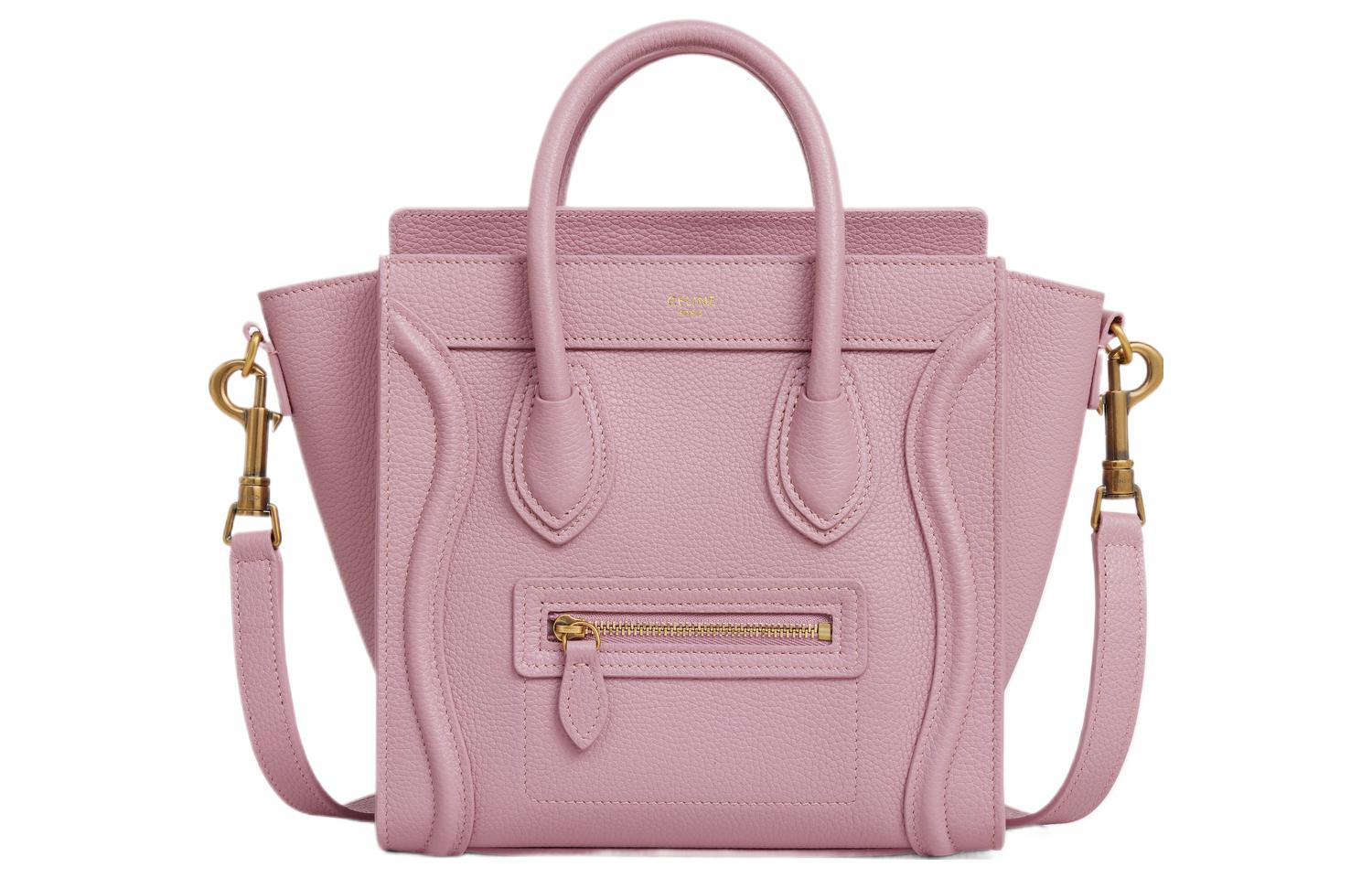 CELINE Luggage Detachable Strap Drum Surface Calfskin Smiley Face Bag, Shoulder Bag, Crossbody Bag, Handbag Extra Mini
