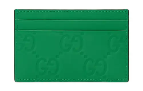GUCCI Leather Card Holder Card Holder Men's Green