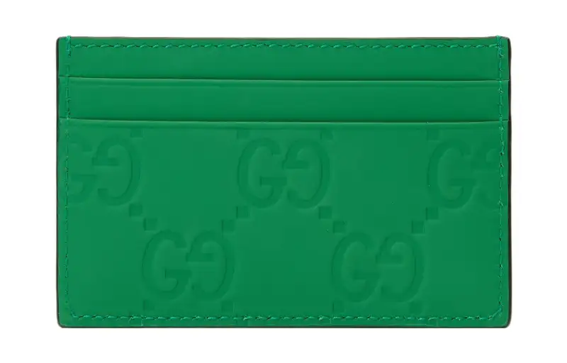 GUCCI Leather Card Holder Card Holder Men's Green