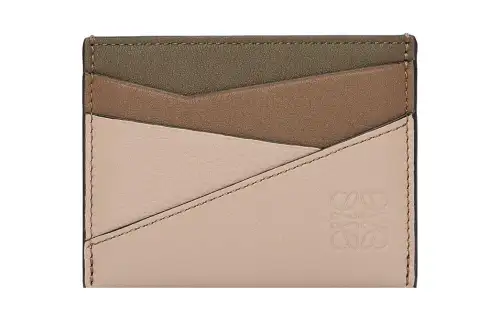 LOEWE Puzzle Card Holder Cow Leather Men's Winter Brown & Dark Sand