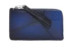 LOEWE Puzzle Silk, Cow Leather Card Holder Men's Marine Blue