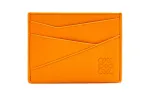 LOEWE Puzzle Cow Leather Card Holder Men's Eye Catching Tangerine Orange